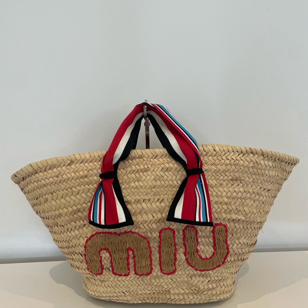 Miu Miu Beige Raffia large tote